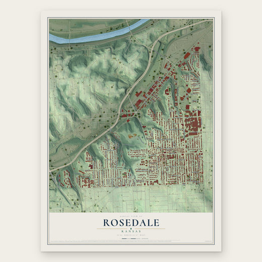 Rosedale, Kansas map print, the full design
