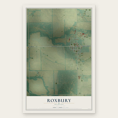 Roxbury, Kansas map print, the full design