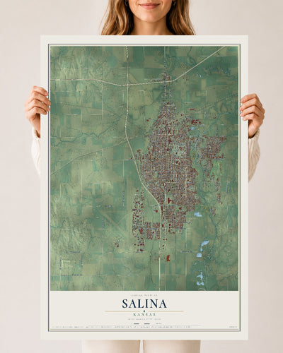 Map of Salina, Kansas, 24 x 36 inch unframed archival matte print