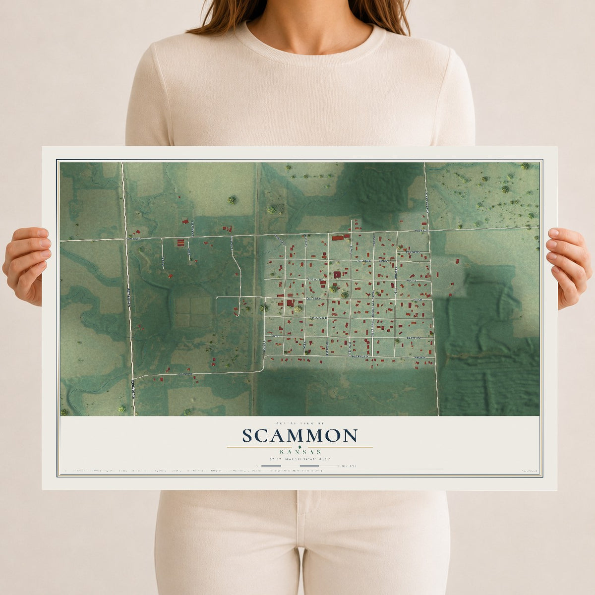 Map of Scammon, Kansas, 12 x 18 inch unframed archival matte print