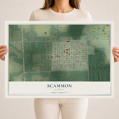 Map of Scammon, Kansas, 18 x 24 inch unframed archival matte print