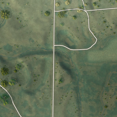 Second close-up of the map of Schoenchen, Kansas print showing more streets and buildings