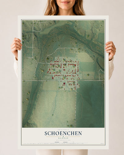 Map of Schoenchen, Kansas, 24 x 36 inch unframed archival matte print