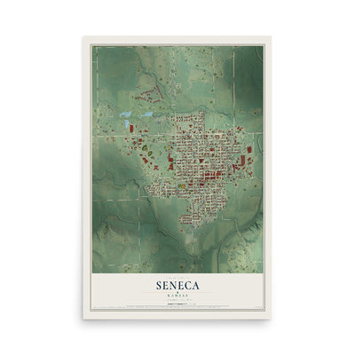 Map of Seneca, Kansas, 12 x 18 inch unframed archival matte print