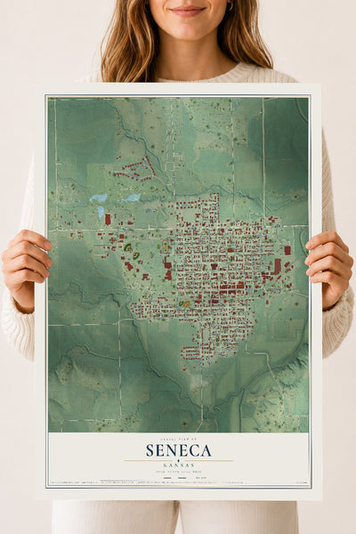 Map of Seneca, Kansas, 18 x 24 inch unframed archival matte print