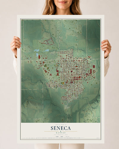 Map of Seneca, Kansas, 24 x 36 inch unframed archival matte print
