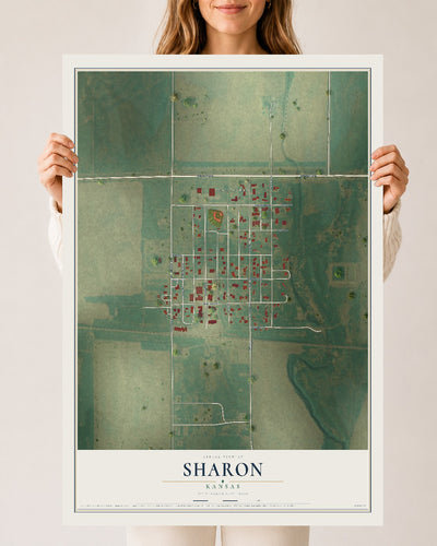Map of Sharon, Kansas, 24 x 36 inch unframed archival matte print