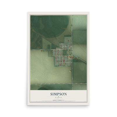 Map of Simpson, Kansas, 12 x 18 inch unframed archival matte print