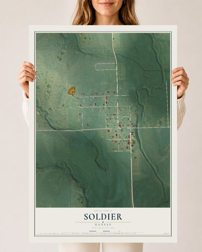 Map of Soldier, Kansas, 24 x 36 inch unframed archival matte print