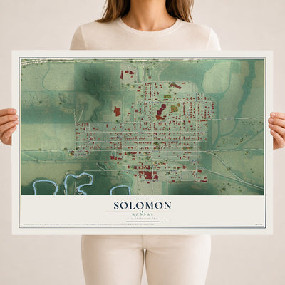 Map of Solomon, Kansas, 18 x 24 inch unframed archival matte print