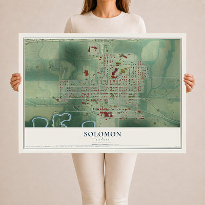 Map of Solomon, Kansas, 24 x 36 inch unframed archival matte print