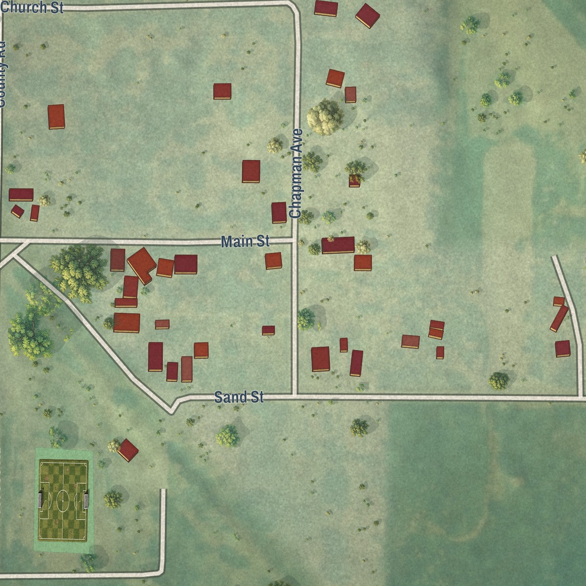 Close-up of the map of Speed, Kansas print showing street and building detail