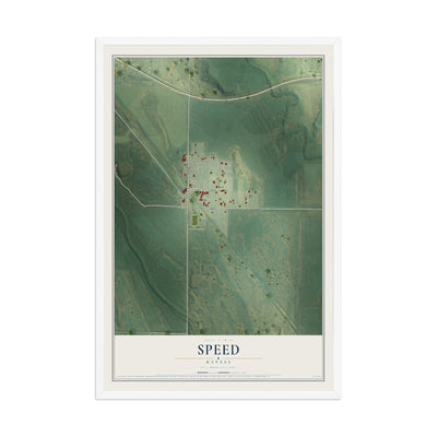 Map of Speed, Kansas, 12 x 18 inch print in a white wood frame
