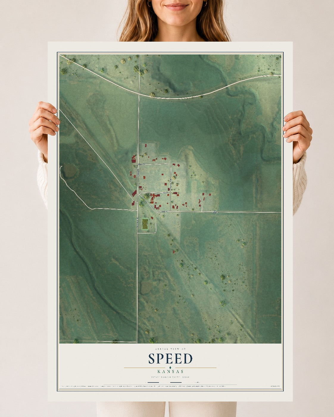 Map of Speed, Kansas, 24 x 36 inch unframed archival matte print