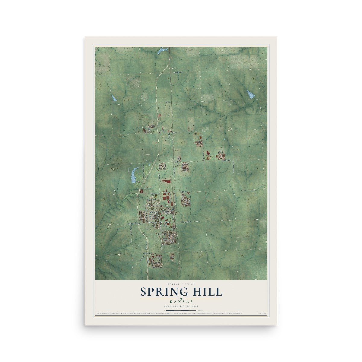 Map of Spring Hill, Kansas, 12 x 18 inch unframed archival matte print