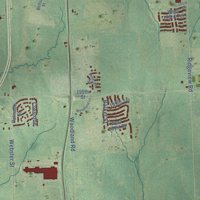 Second close-up of the map of Spring Hill, Kansas print showing more streets and buildings