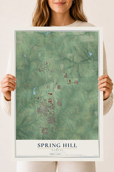 Map of Spring Hill, Kansas, 18 x 24 inch unframed archival matte print