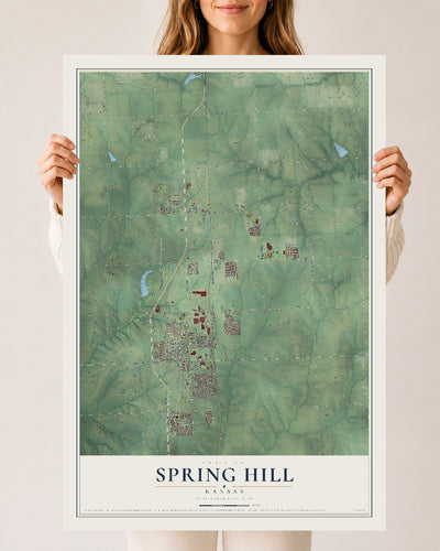 Map of Spring Hill, Kansas, 24 x 36 inch unframed archival matte print