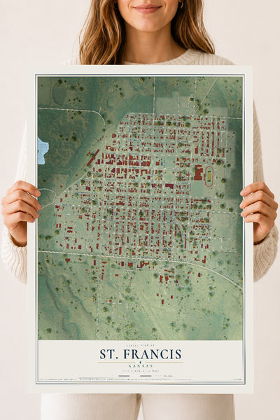 Map of St. Francis, Kansas, 18 x 24 inch unframed archival matte print