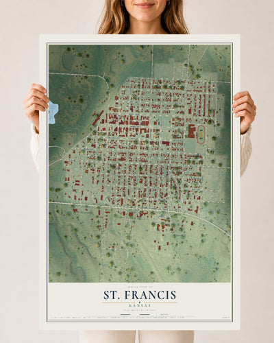Map of St. Francis, Kansas, 24 x 36 inch unframed archival matte print