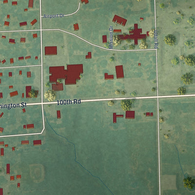 Second close-up of the map of St. Paul, Kansas print showing more streets and buildings