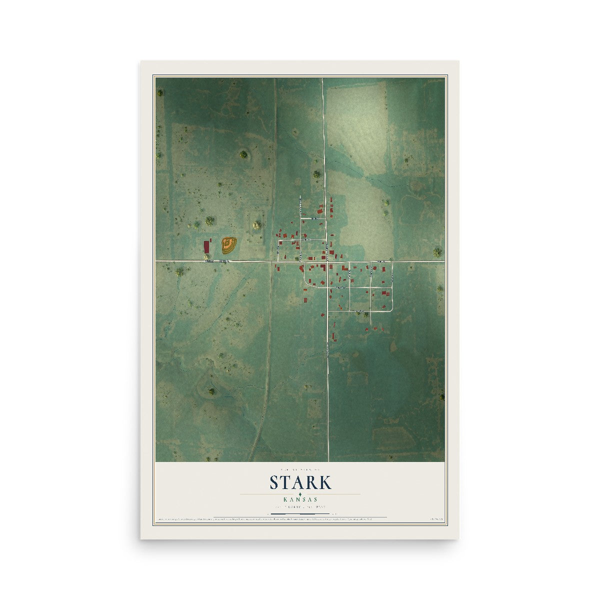 Map of Stark, Kansas, 12 x 18 inch unframed archival matte print