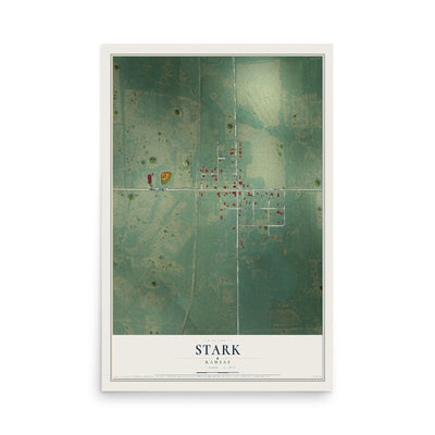 Map of Stark, Kansas, 12 x 18 inch unframed archival matte print