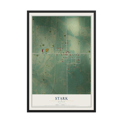Map of Stark, Kansas, 12 x 18 inch print in a black wood frame