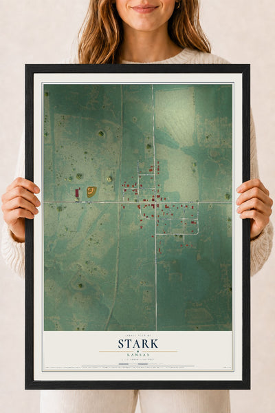 Map of Stark, Kansas, 18 x 24 inch print in a black wood frame