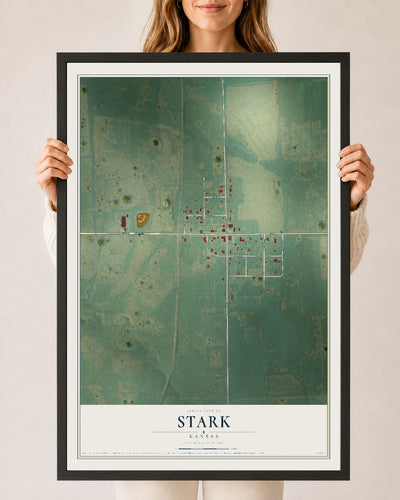 Map of Stark, Kansas, 24 x 36 inch print in a black wood frame