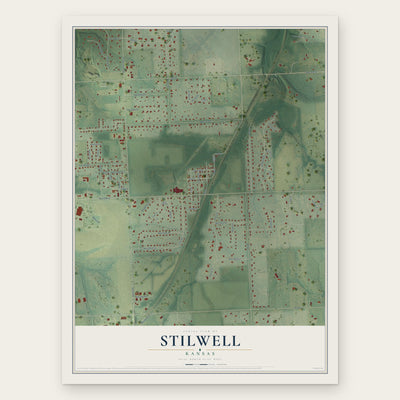 Stilwell, Kansas map print, the full design