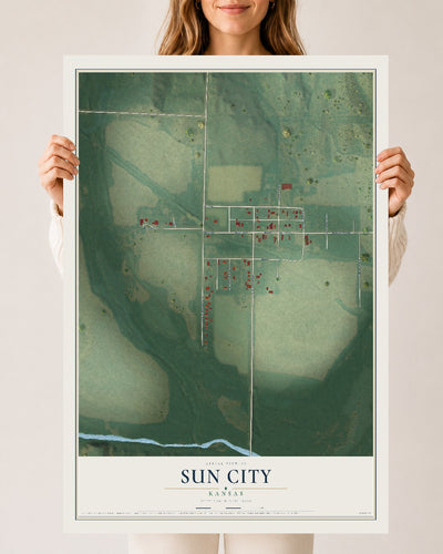 Map of Sun City, Kansas, 24 x 36 inch unframed archival matte print
