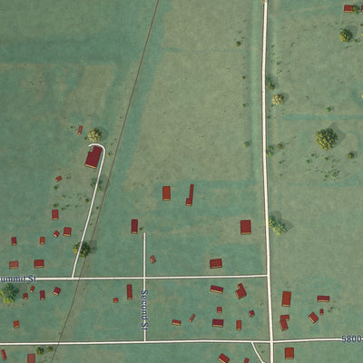 Close-up of the map of Sycamore, Kansas print showing street and building detail