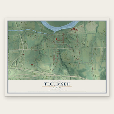 Tecumseh, Kansas map print, the full design