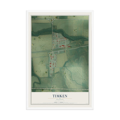 Map of Timken, Kansas, 12 x 18 inch print in a white wood frame