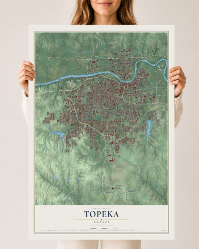 Map of Topeka, Kansas, 24 x 36 inch unframed archival matte print