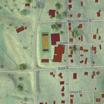 Second close-up of the map of Troy, Kansas print showing more streets and buildings