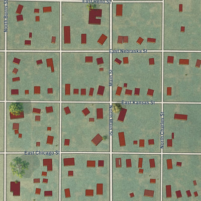 Close-up of the map of Turon, Kansas print showing street and building detail