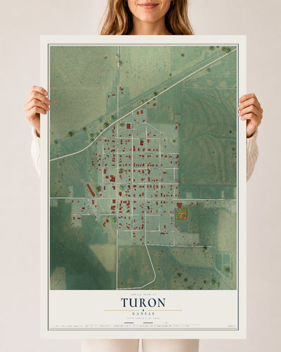 Map of Turon, Kansas, 24 x 36 inch unframed archival matte print
