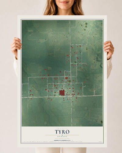 Map of Tyro, Kansas, 24 x 36 inch unframed archival matte print