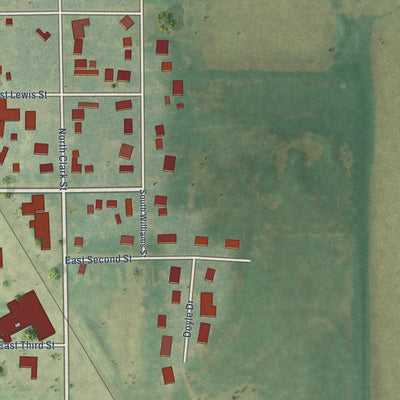 Second close-up of the map of Udall, Kansas print showing more streets and buildings