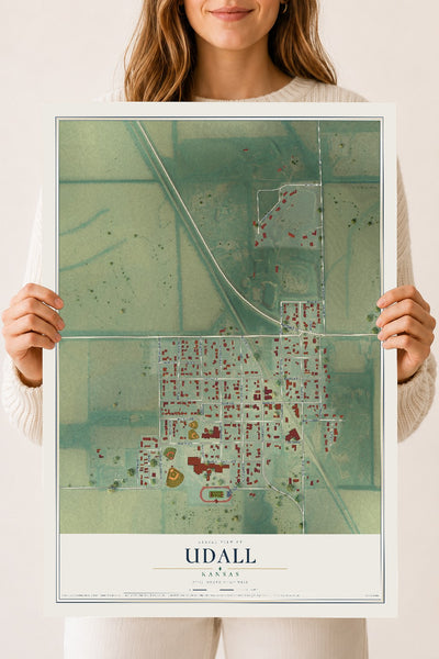 Map of Udall, Kansas, 18 x 24 inch unframed archival matte print