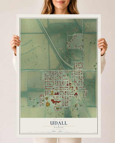 Map of Udall, Kansas, 24 x 36 inch unframed archival matte print