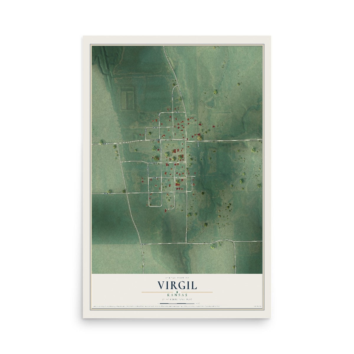 Map of Virgil, Kansas, 12 x 18 inch unframed archival matte print