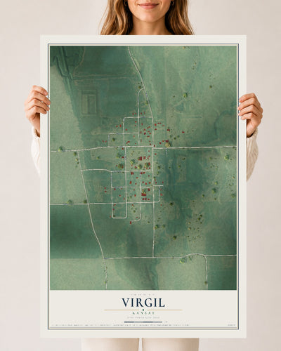 Map of Virgil, Kansas, 24 x 36 inch unframed archival matte print