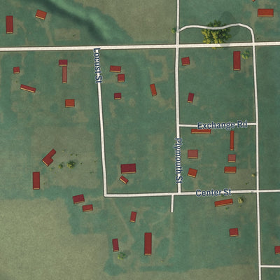 Close-up of the map of Wabaunsee, Kansas print showing street and building detail