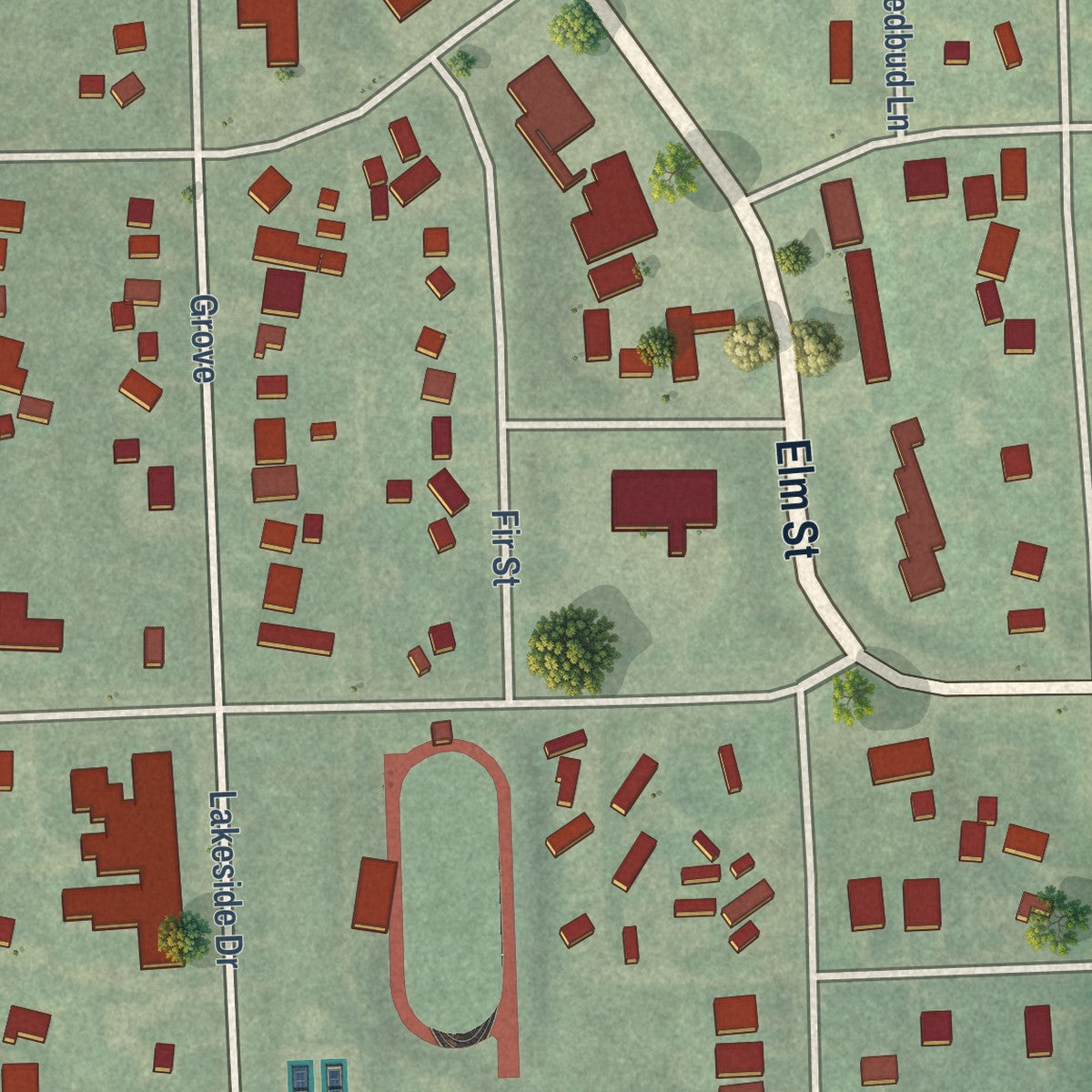 Close-up of the map of Wakefield, Kansas print showing street and building detail