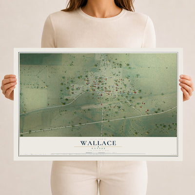 Map of Wallace, Kansas, 12 x 18 inch unframed archival matte print