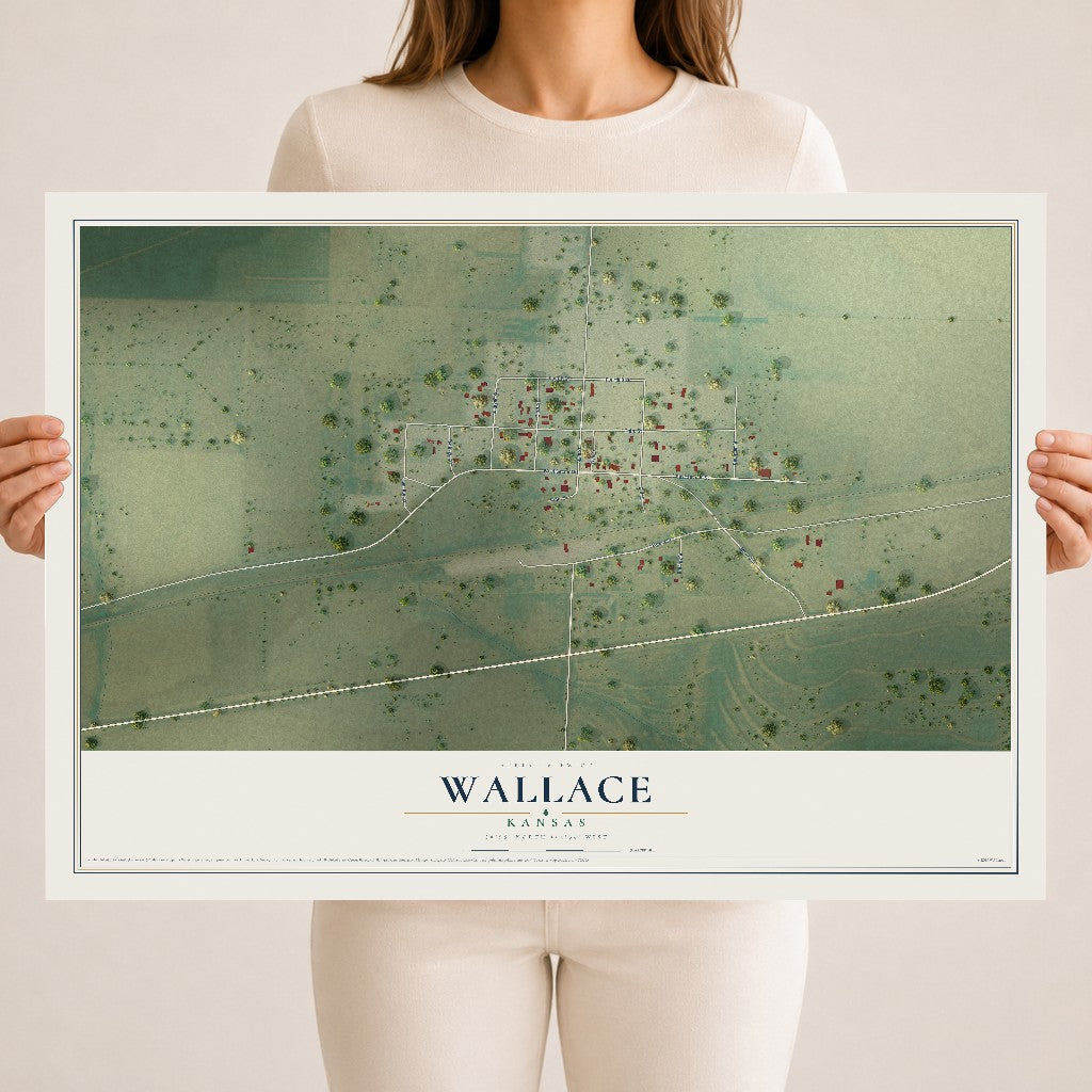 Map of Wallace, Kansas, 18 x 24 inch unframed archival matte print