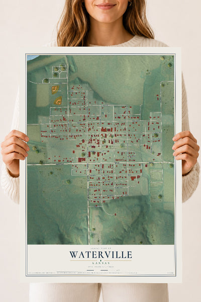 Map of Waterville, Kansas, 18 x 24 inch unframed archival matte print